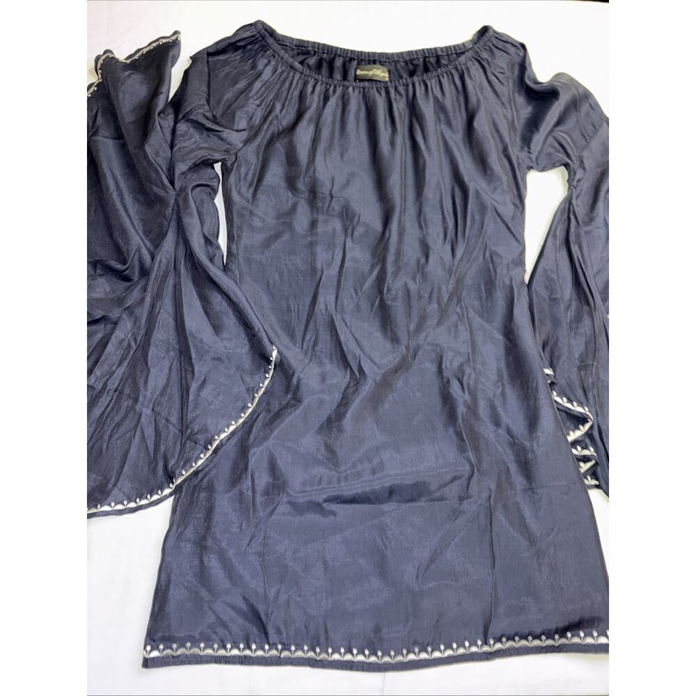 Union Of Angels Navy Blue Off The Shoulders Mini Dress Embroidered Size Small